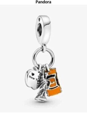 Symbols of New York City Dangle Charm For Pandora Bracelet Sterling Silver